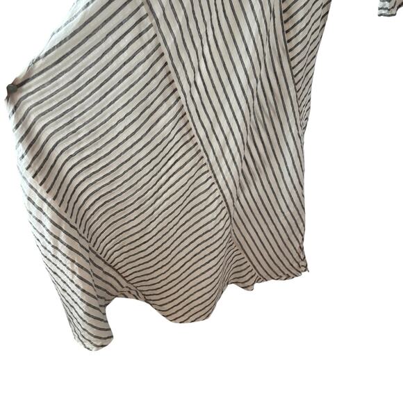 Lisa Bayne Large Dress Gray White Stripe Linen Pullover Minimilist Lagenlook - Picture 5 of 10